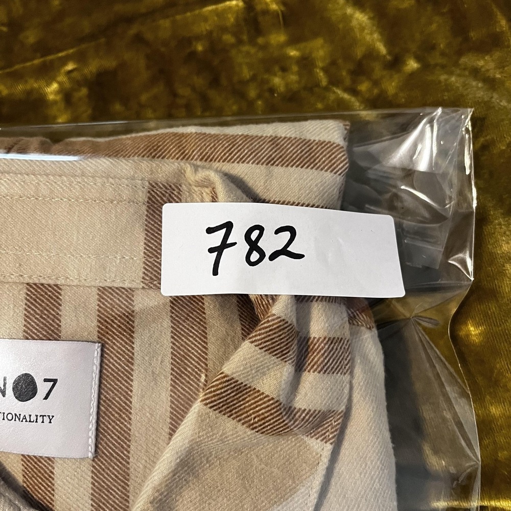 NN07 No Nationality Shirt Mens Medium Tan Plaid Sixten Button Down Long Sleeve - Picture 8 of 9